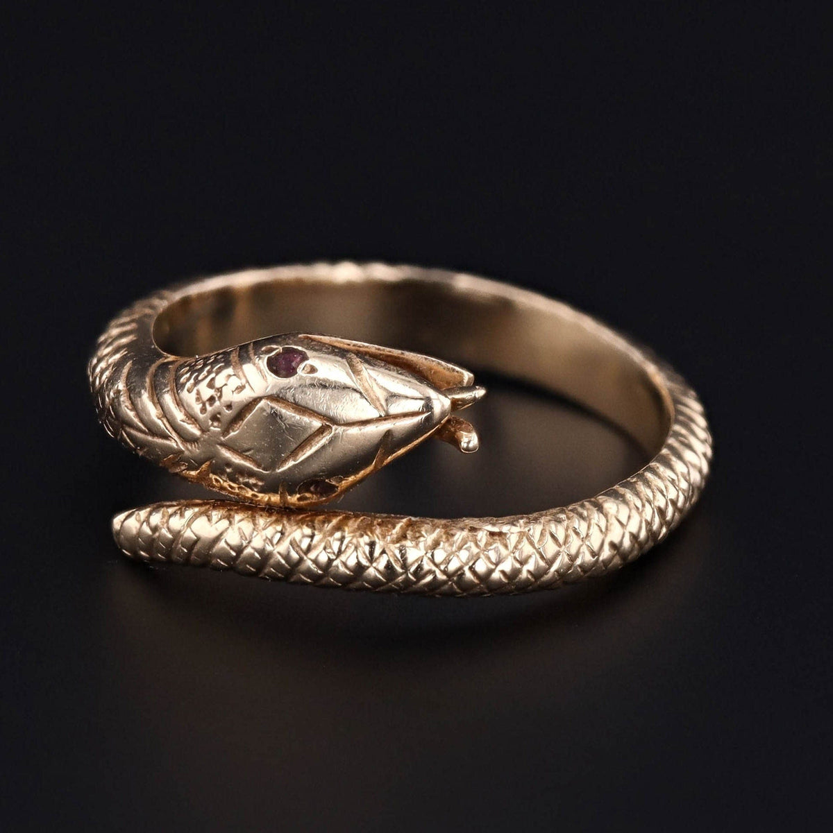 14k Gold Snake Ring | Vintage 14k Gold Snake Ring - Trademark Antiques