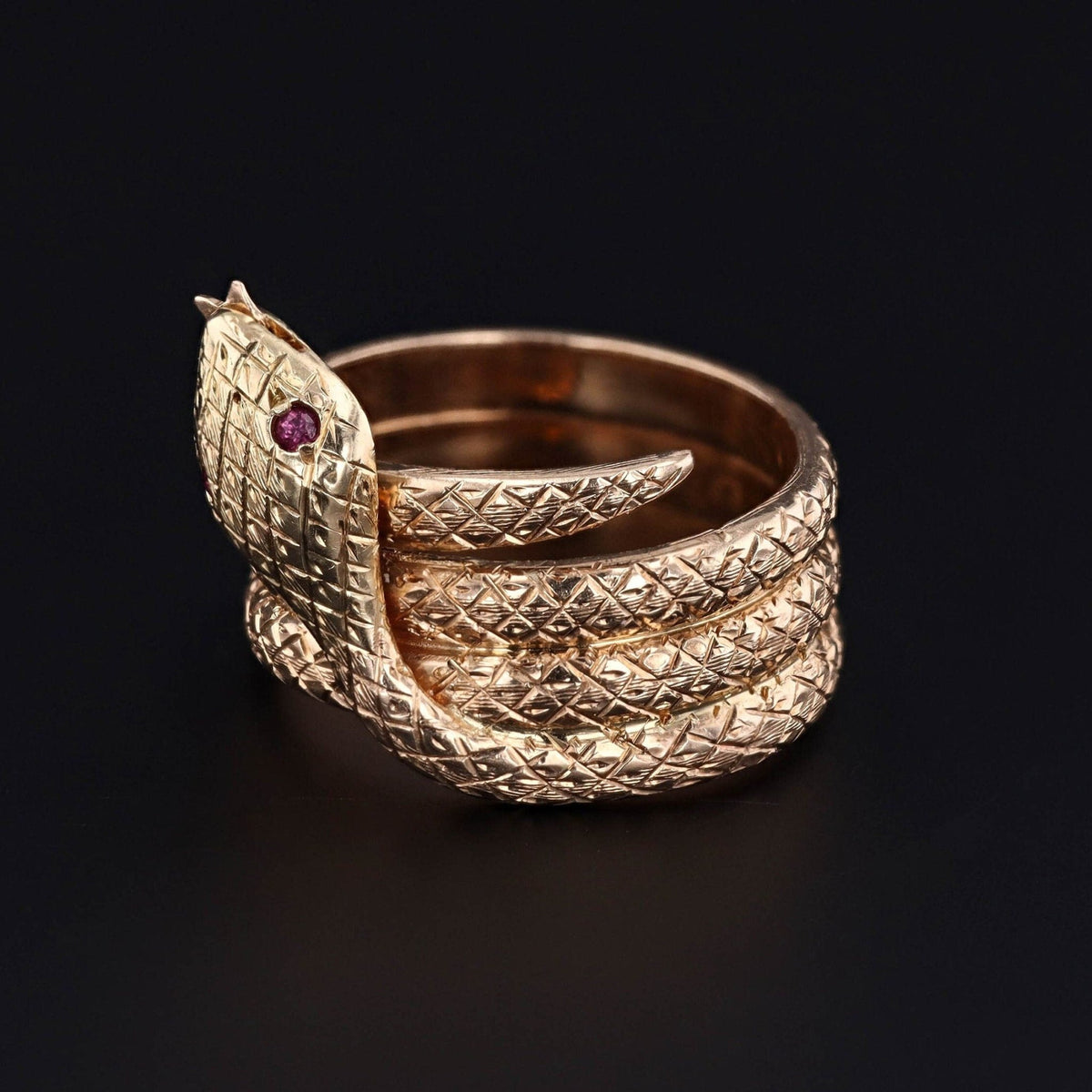 14k Gold Snake Ring | Vintage 14k Gold Snake Ring - Trademark Antiques