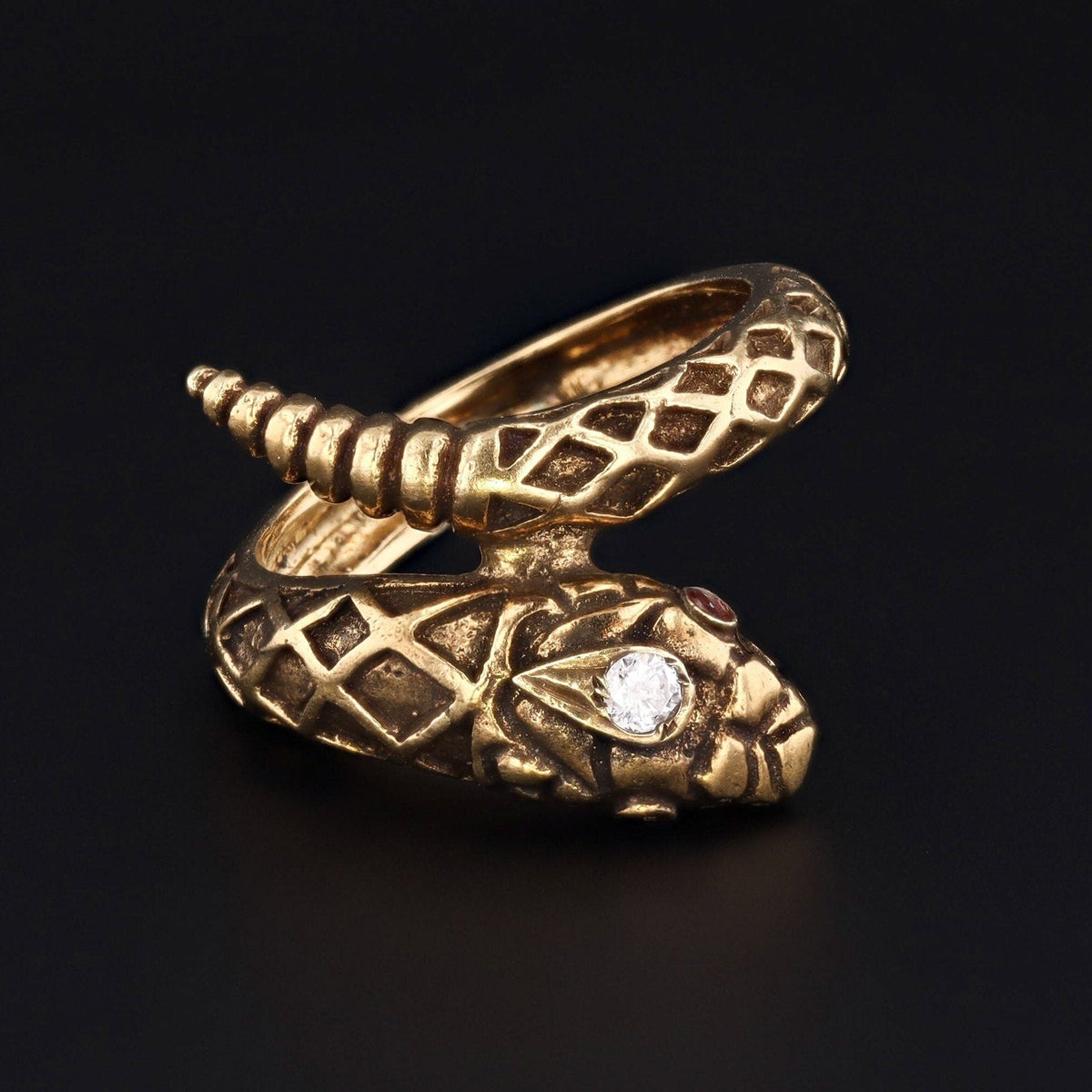 14k Gold Snake Ring | Vintage Snake Ring - Trademark Antiques