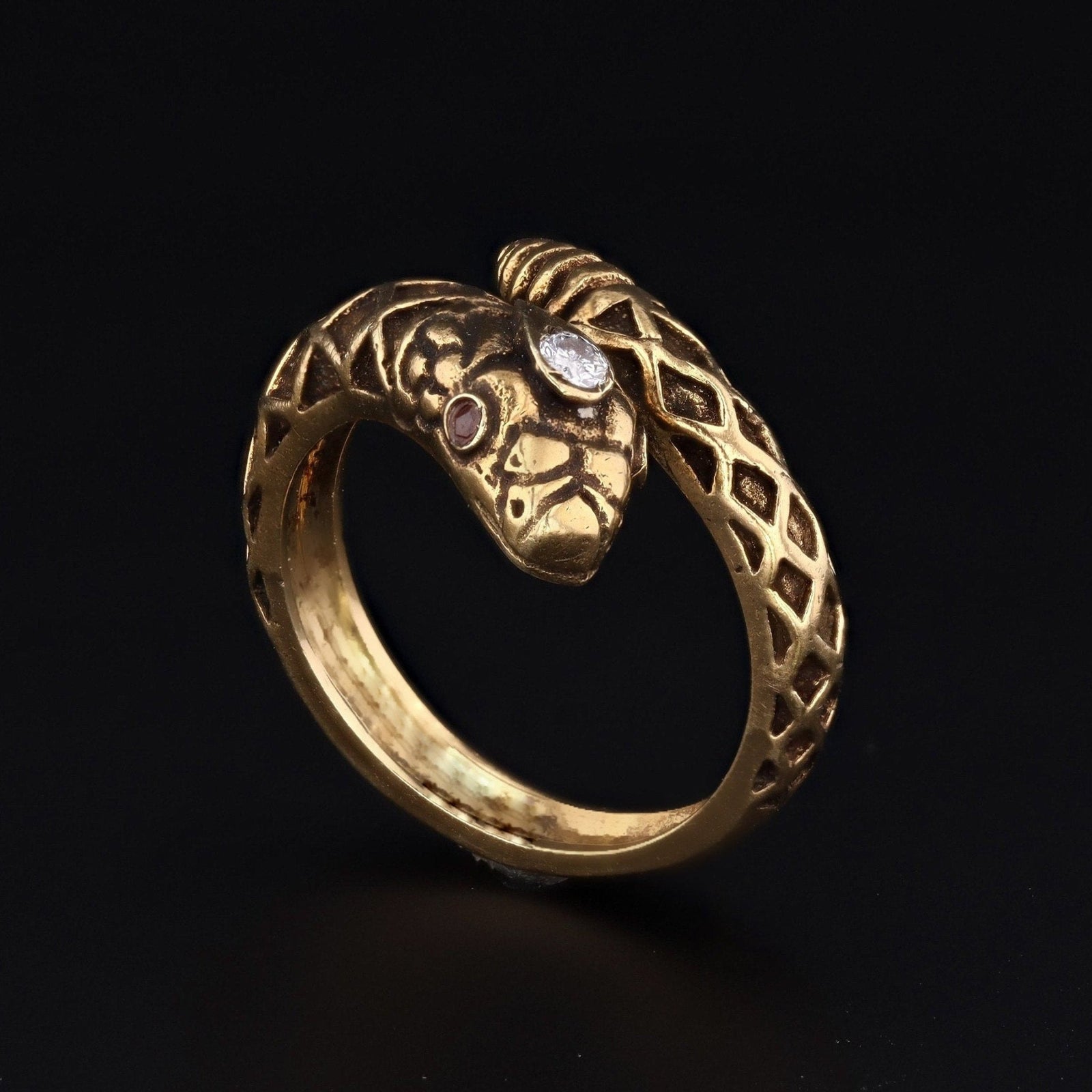 14k Gold Snake Ring | Vintage Snake Ring - Trademark Antiques