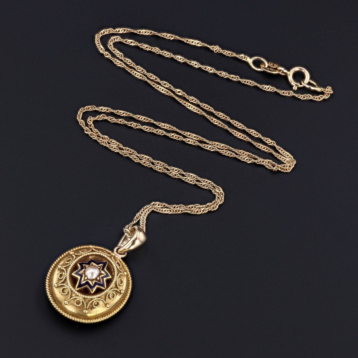 14k Gold Star Pendant | Victorian Star Pendant - Trademark Antiques