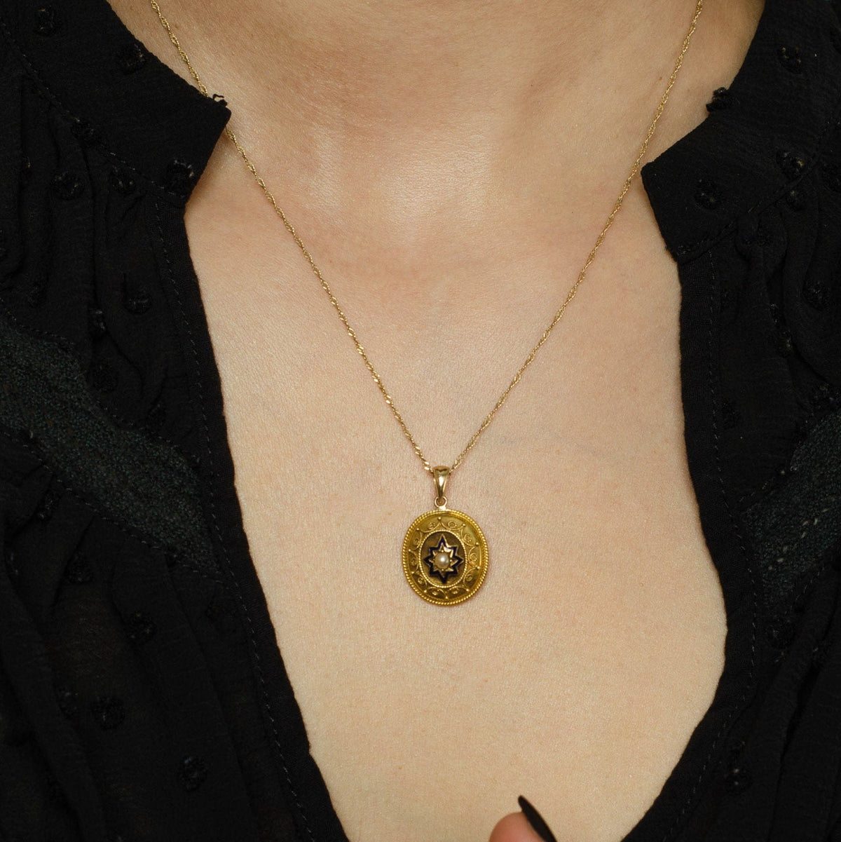 14k Gold Star Pendant | Victorian Star Pendant - Trademark Antiques