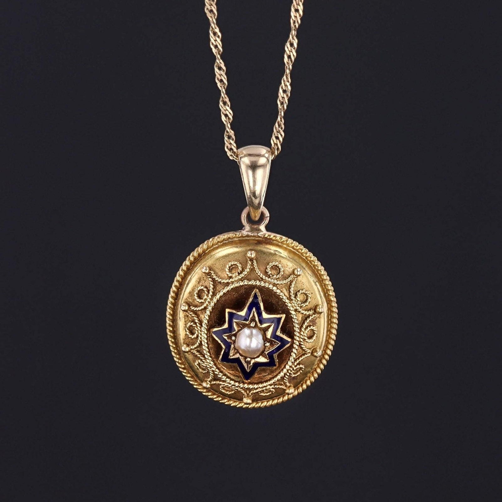14k Gold Star Pendant | Victorian Star Pendant - Trademark Antiques