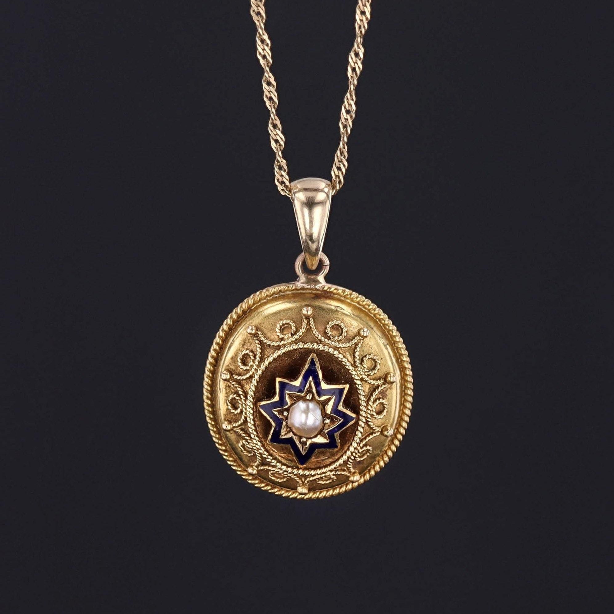 14k Gold Star Pendant | Victorian Star Pendant - Trademark Antiques