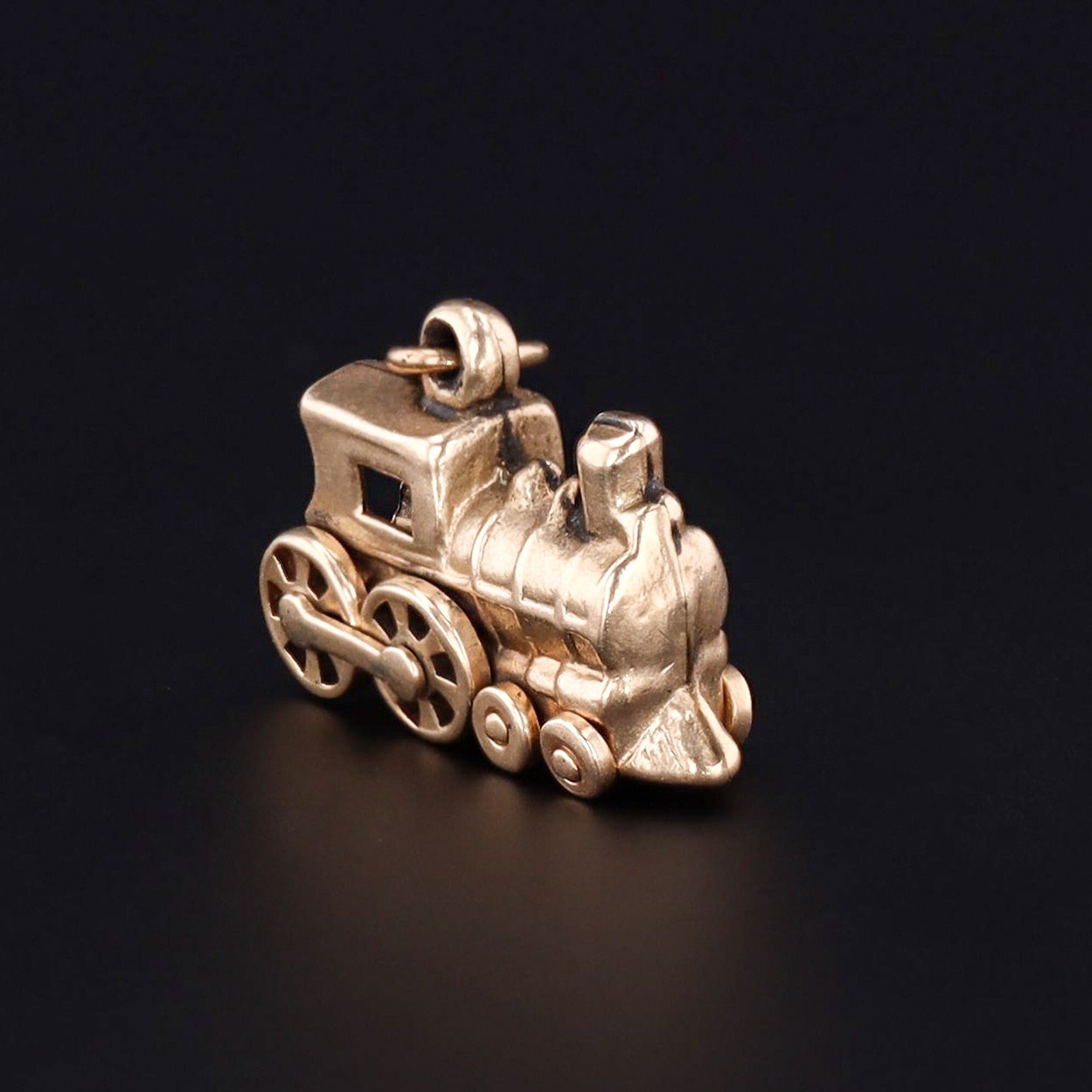 14k Gold Train Charm | Train Charm - Trademark Antiques