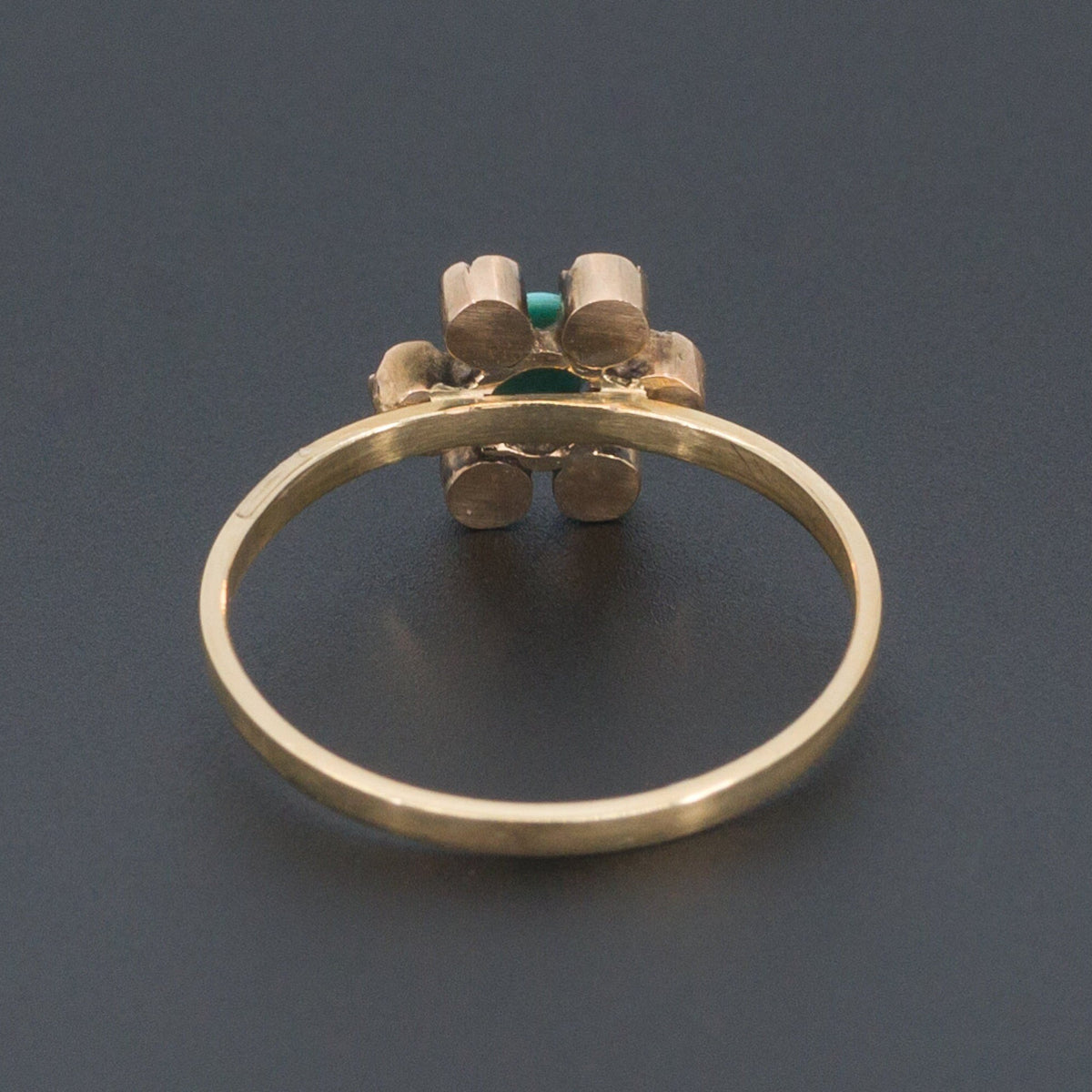 14k Gold Turquoise &amp; Diamond Ring | Antique Stick Pin Ring - Trademark Antiques