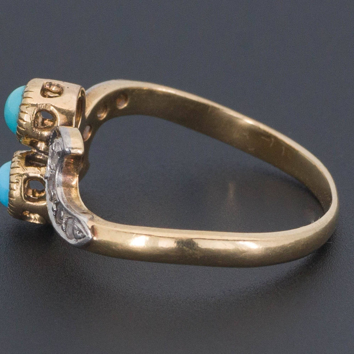 14k Gold Turquoise &amp; Diamond Ring | Vintage Ring - Trademark Antiques