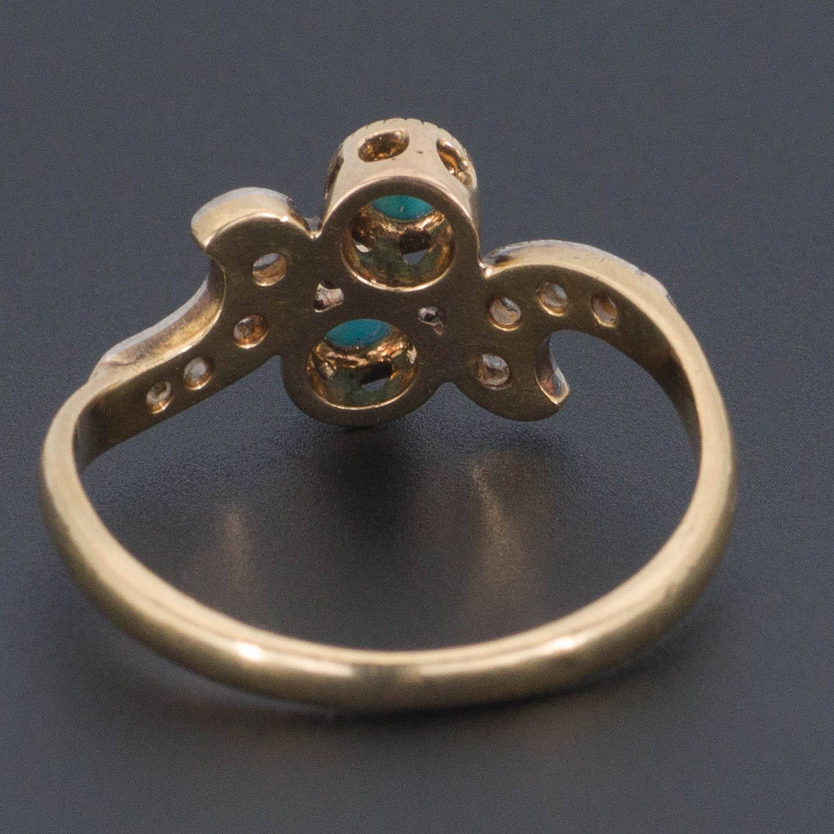 14k Gold Turquoise &amp; Diamond Ring | Vintage Ring - Trademark Antiques