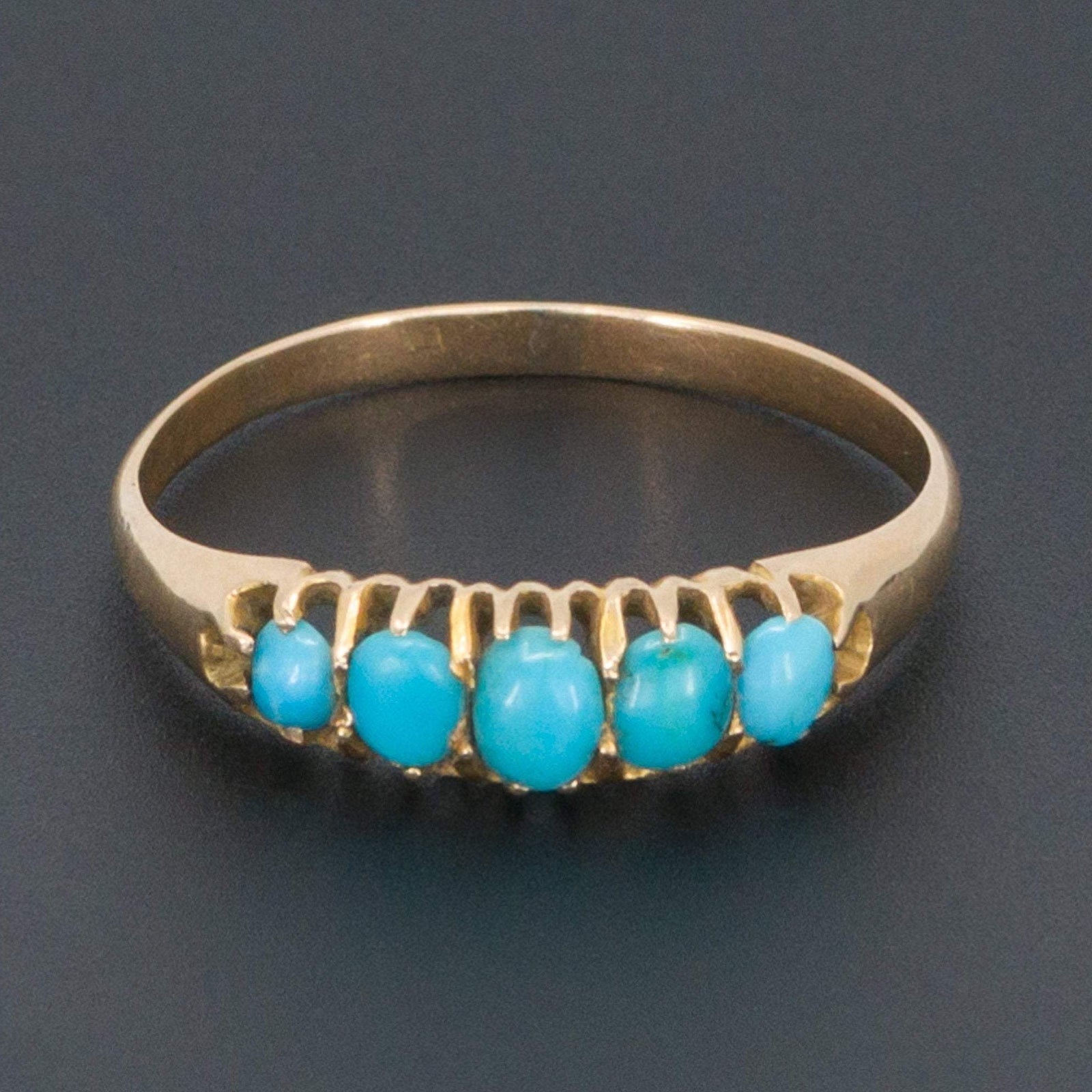 14k Gold Turquoise Ring | Antique Turquoise Ring - Trademark Antiques