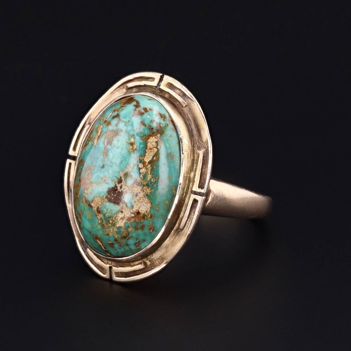 14k Gold Turquoise Ring | Vintage Turquoise Statement Ring - Trademark Antiques