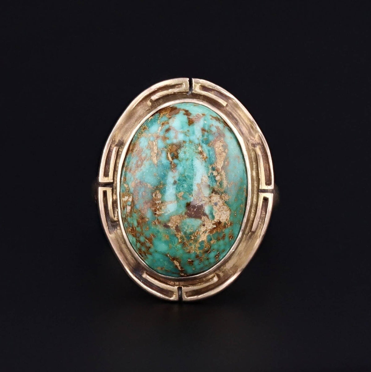 14k Gold Turquoise Ring | Vintage Turquoise Statement Ring - Trademark Antiques
