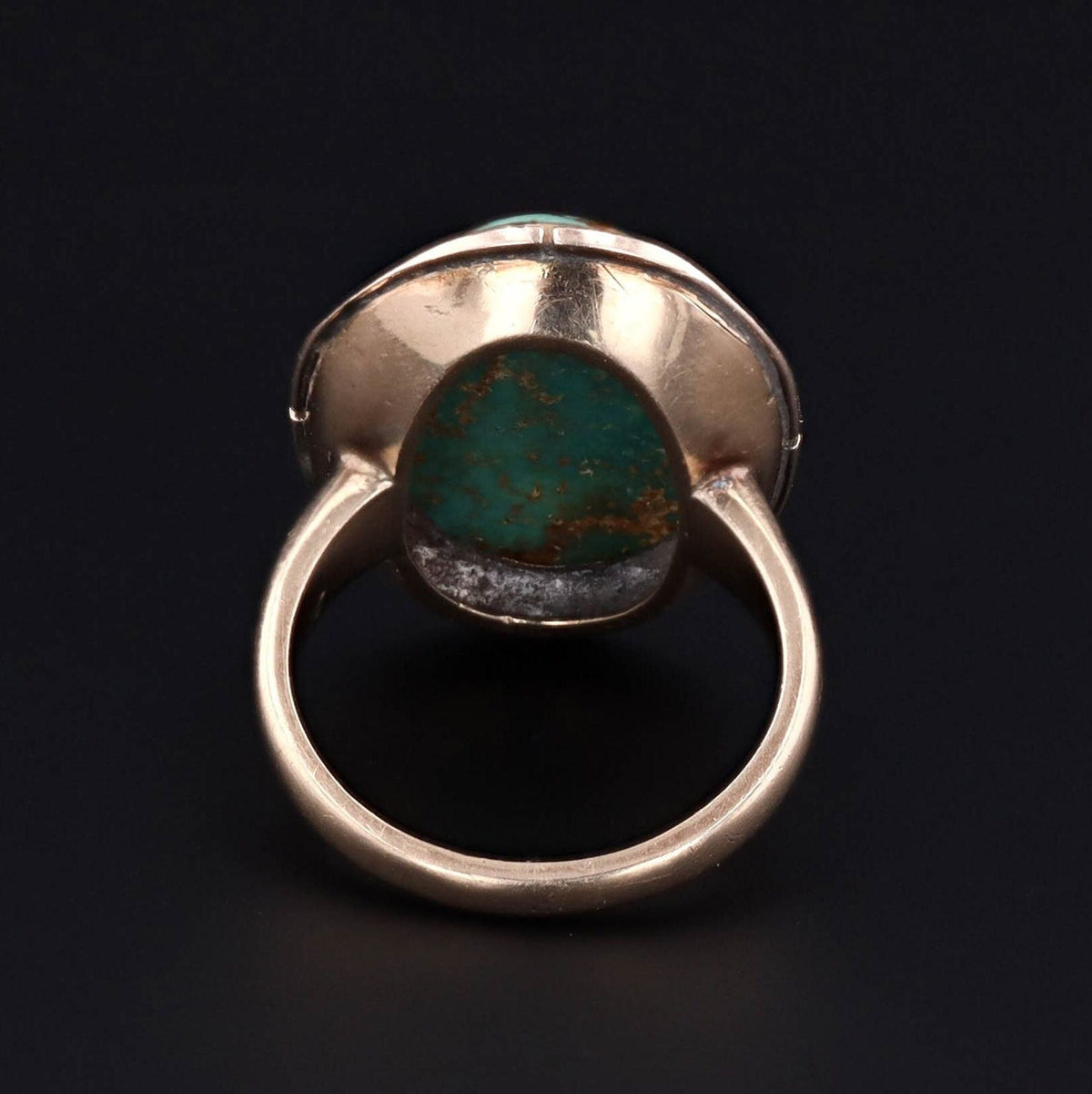 14k Gold Turquoise Ring | Vintage Turquoise Statement Ring - Trademark Antiques