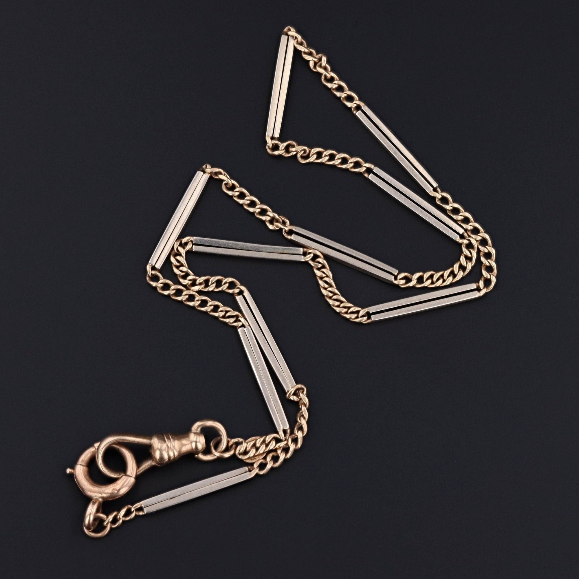 14k Gold Watch Chain Necklace | Vintage Watch Chain - Trademark Antiques