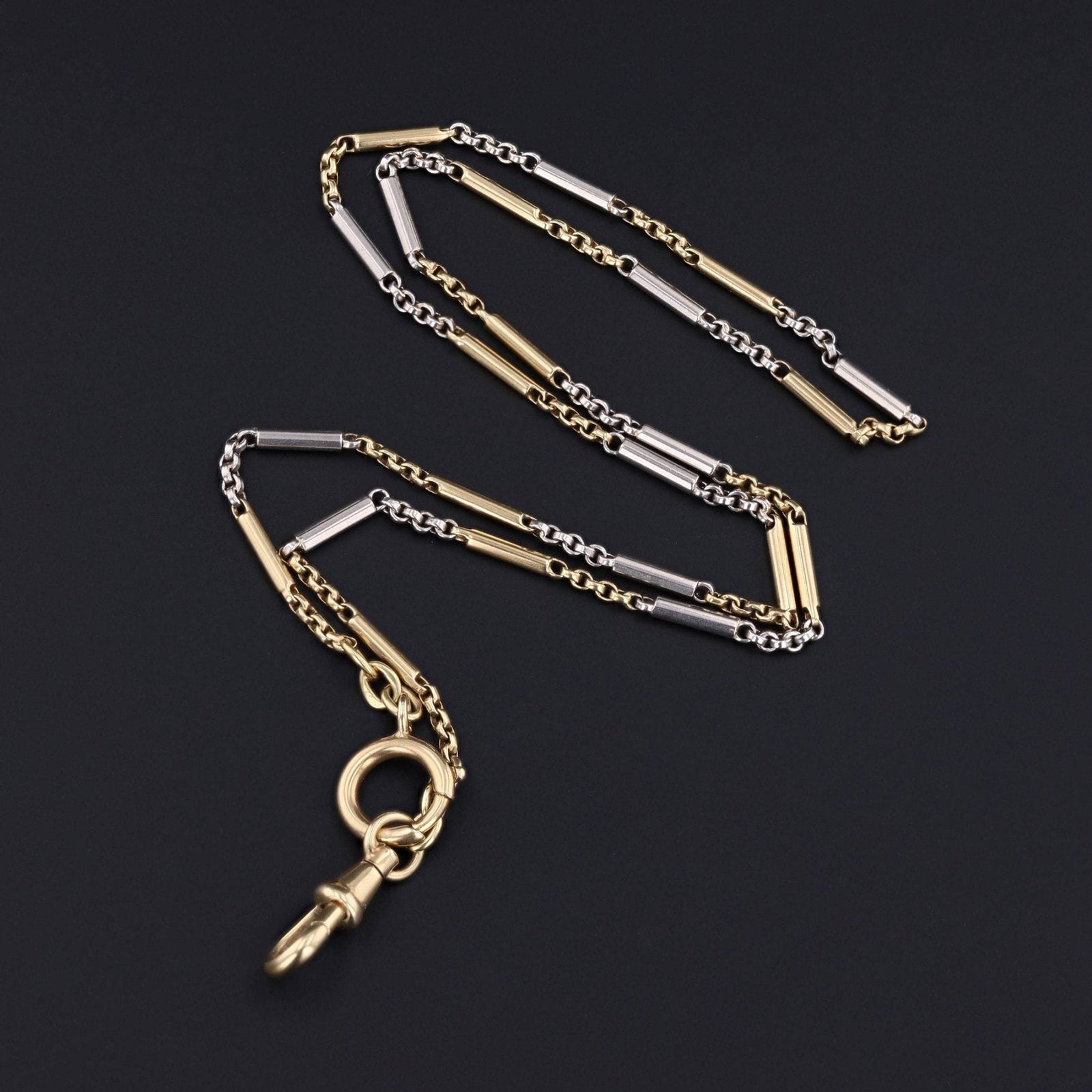 14k Gold Watch Chain Necklace | Vintage Watch Chain - Trademark Antiques