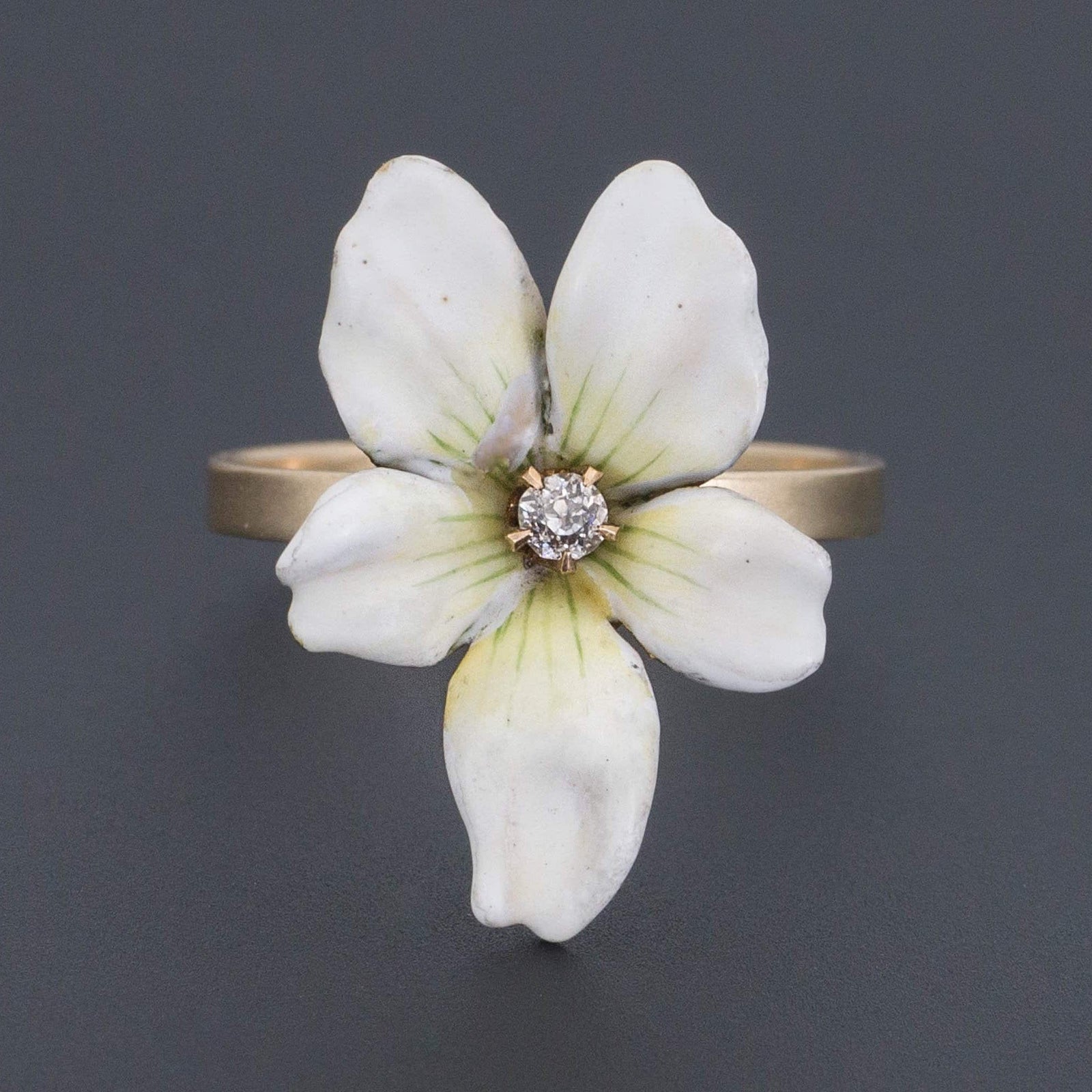 14k Gold White Violet Ring | 14k Gold Ring - Trademark Antiques
