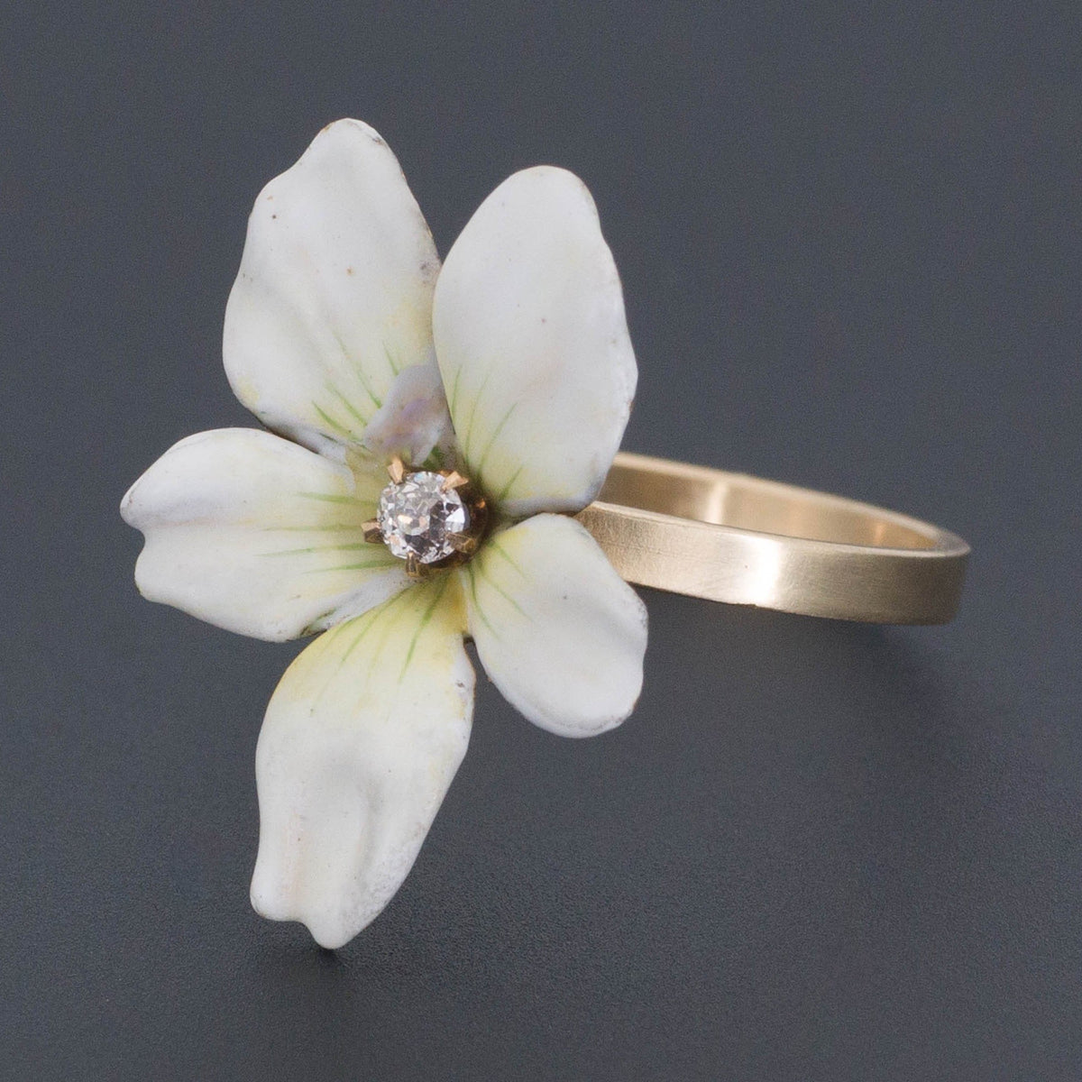 14k Gold White Violet Ring | 14k Gold Ring - Trademark Antiques