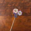 Antique Enamel & Diamond Flower Basket Stick Pin of 14k Gold