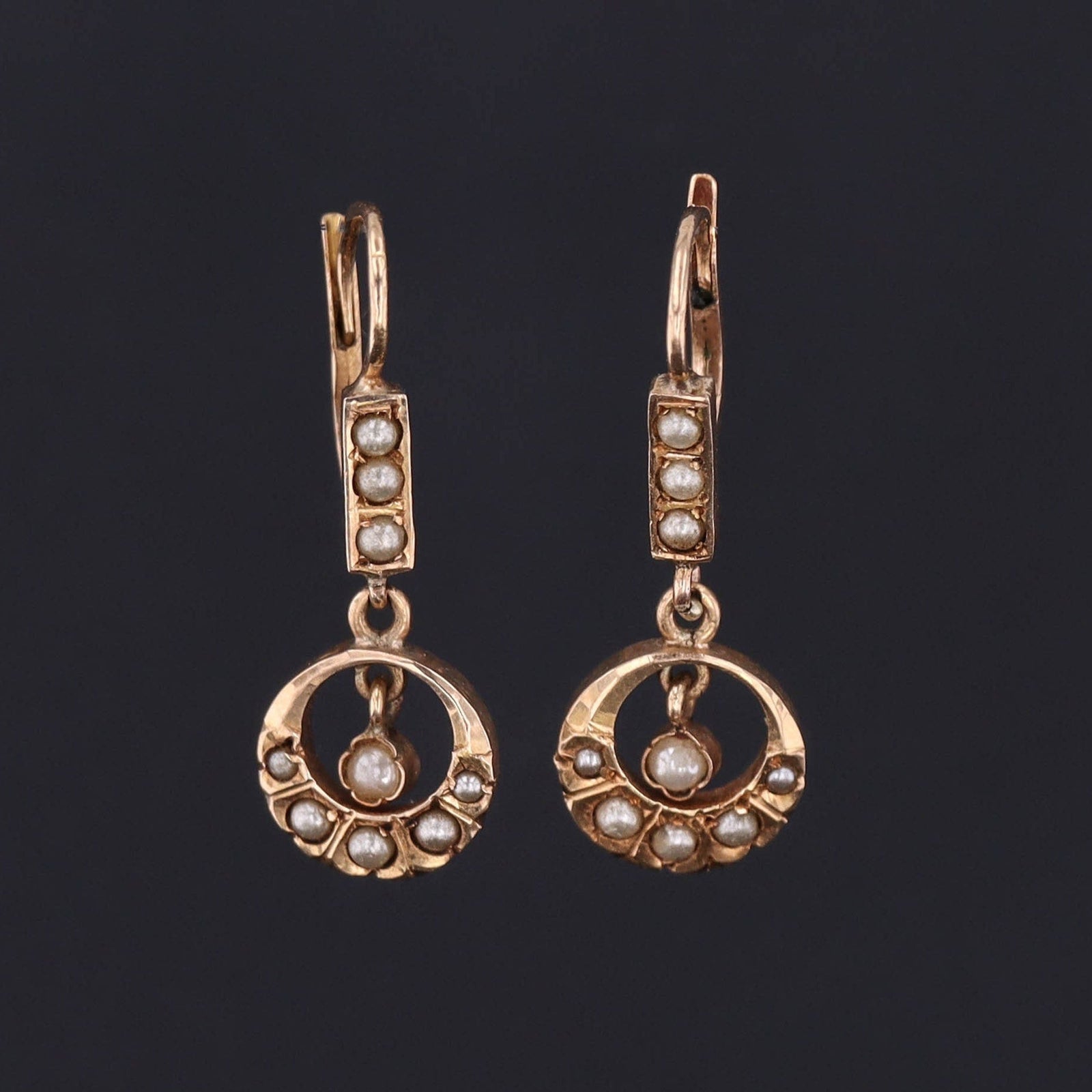 18k Gold Earrings | Vintage Dangle Earrings - Trademark Antiques