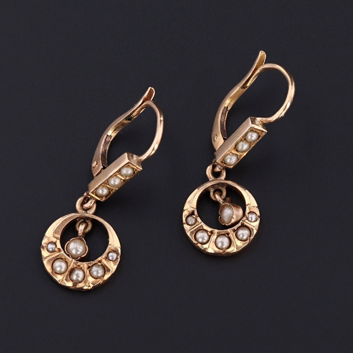 18k Gold Earrings | Vintage Dangle Earrings - Trademark Antiques