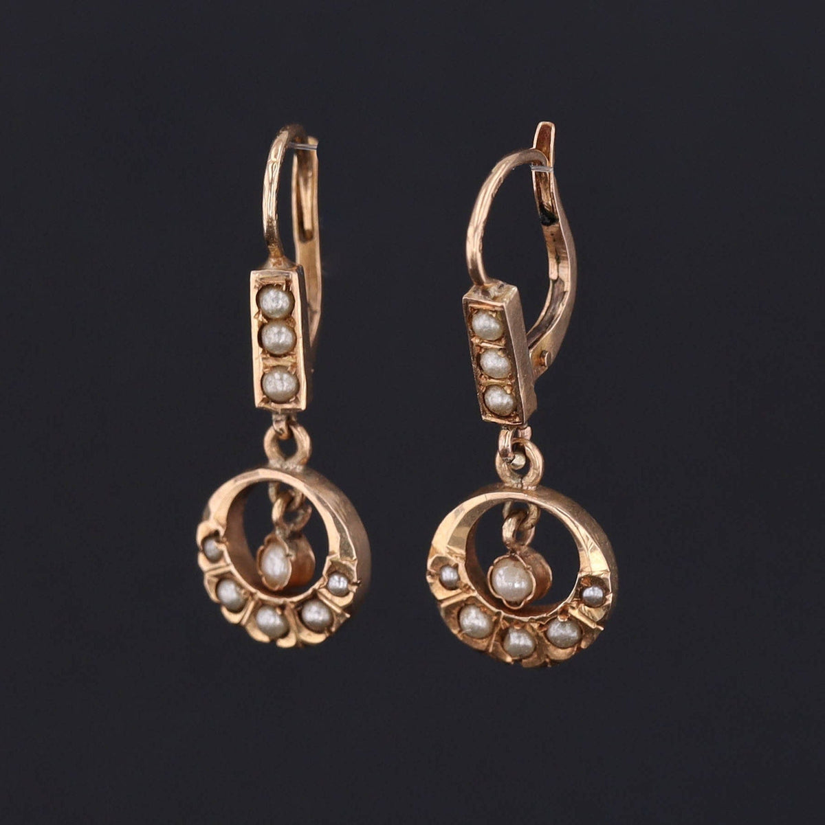 18k Gold Earrings | Vintage Dangle Earrings - Trademark Antiques