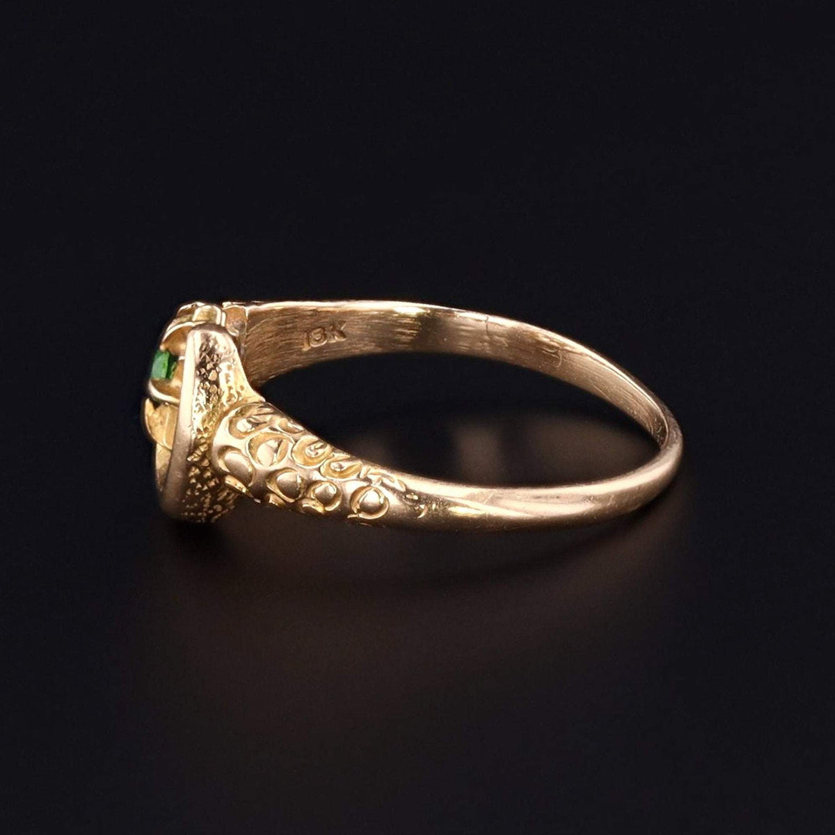 18k Gold Moon and Star Ring | Crescent Moon &amp; Star Ring - Trademark Antiques