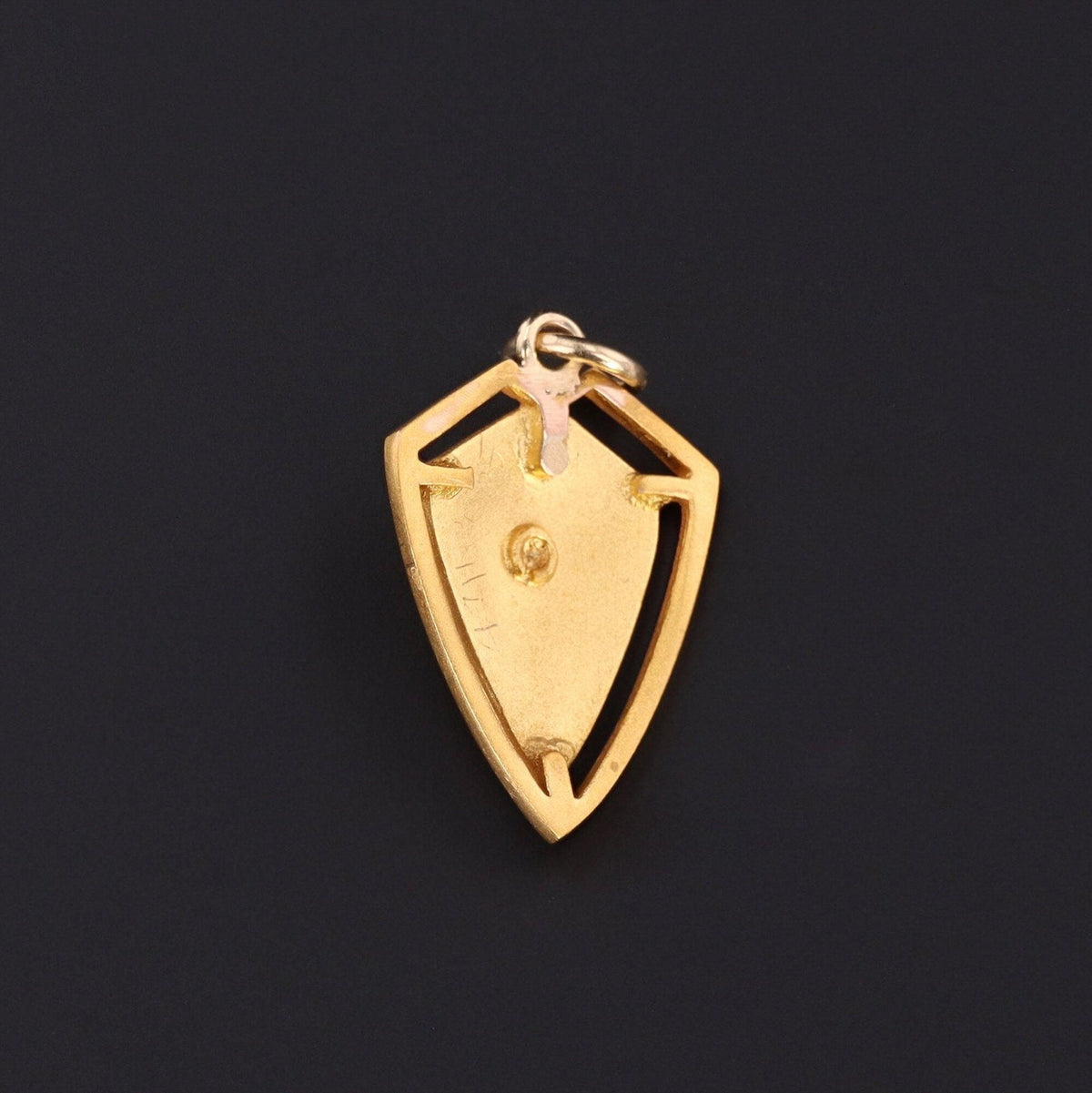 18k Gold Shield Pendant | Antique Pin Conversion Ring - Trademark Antiques