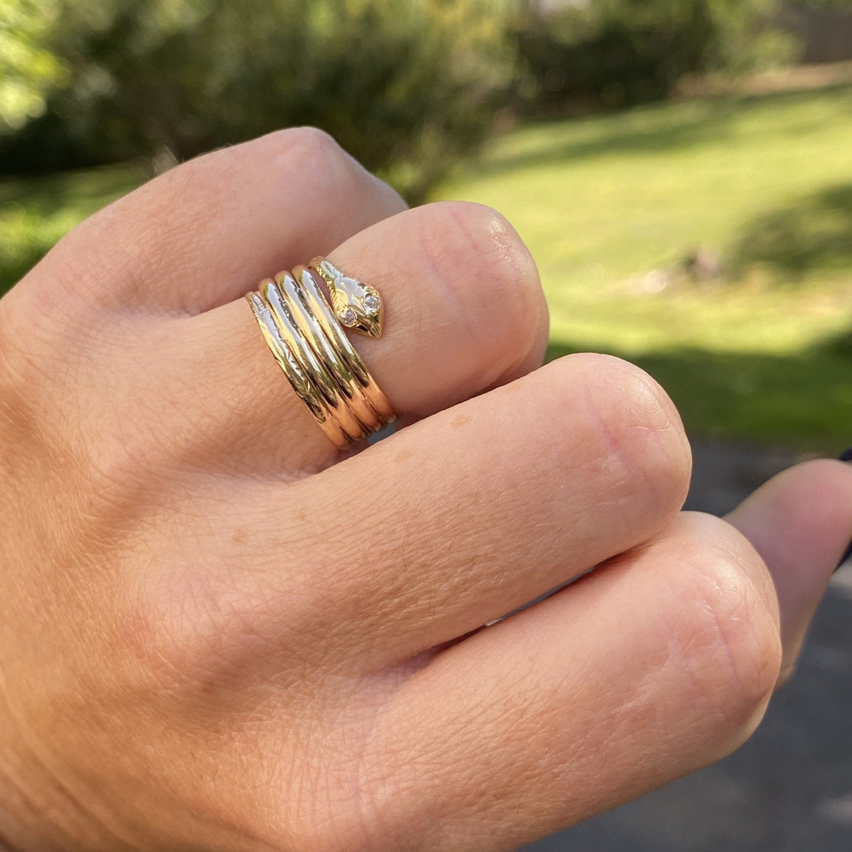 18k Gold Snake Ring | Antique 18k Gold Snake Ring - Trademark Antiques