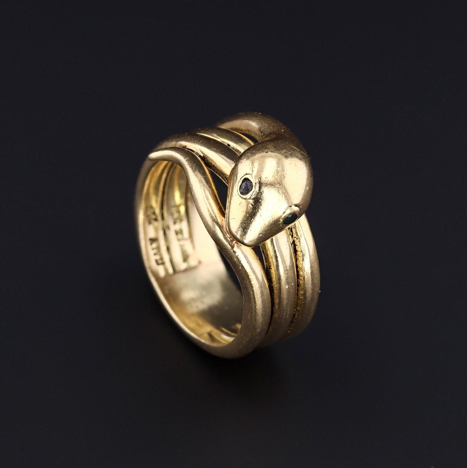 18k Gold Snake Ring | Vintage 18k Gold Snake Ring - Trademark Antiques