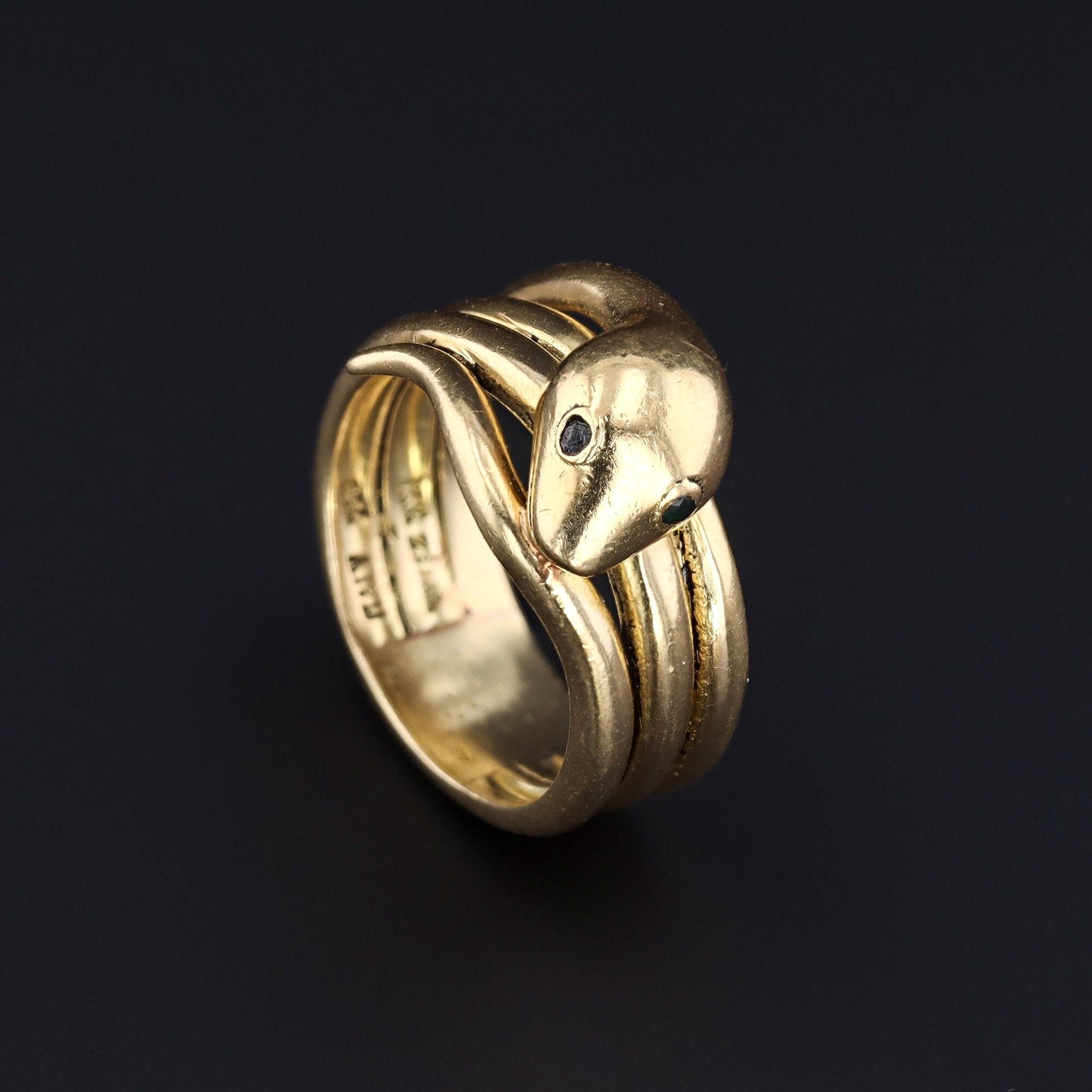 18k Gold Snake Ring | Vintage 18k Gold Snake Ring - Trademark Antiques