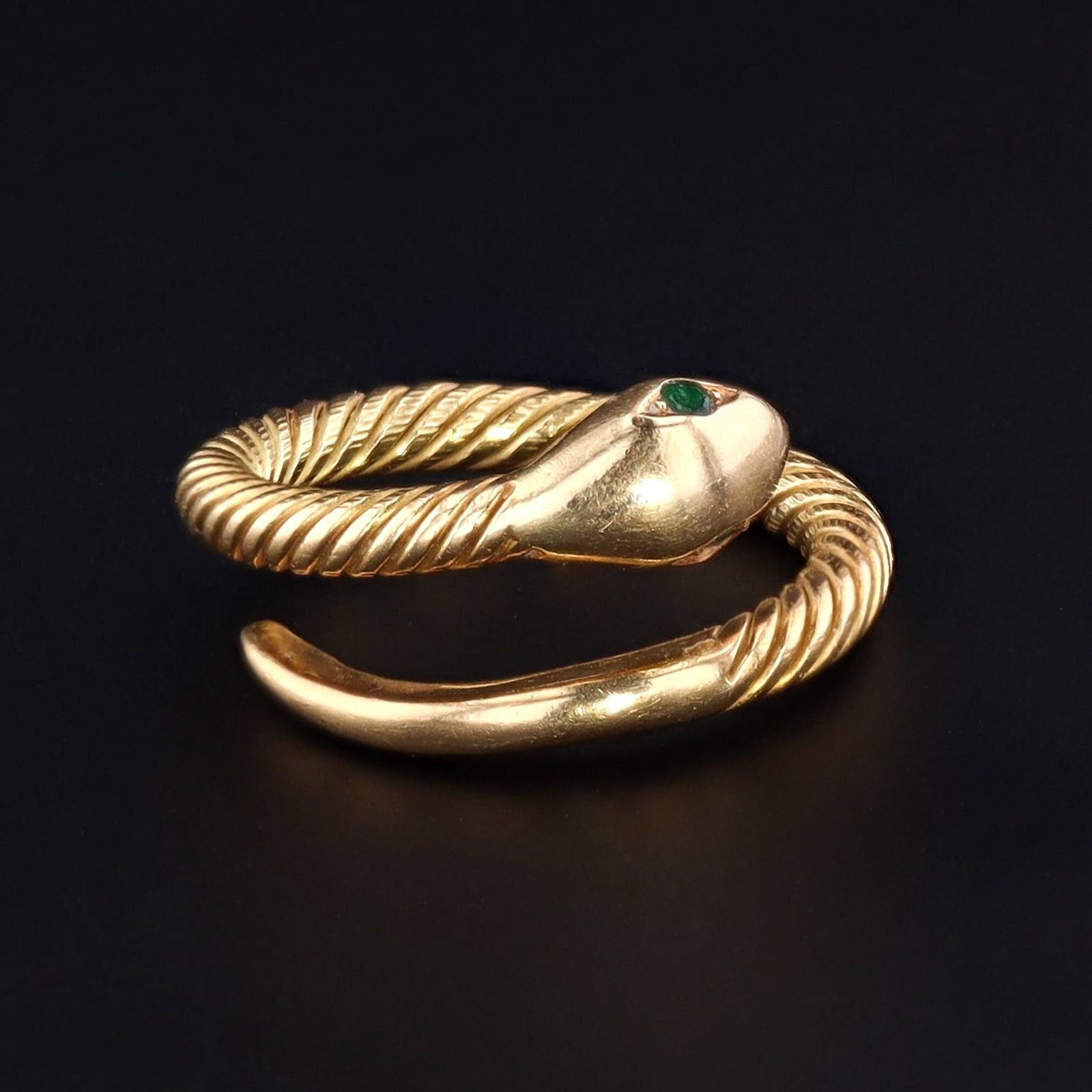 18k Gold Snake Ring | Vintage 18k Gold Snake Ring - Trademark Antiques