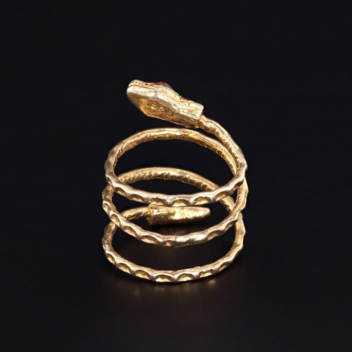 18k Gold Snake Ring | Vintage 18k Gold Snake Ring - Trademark Antiques