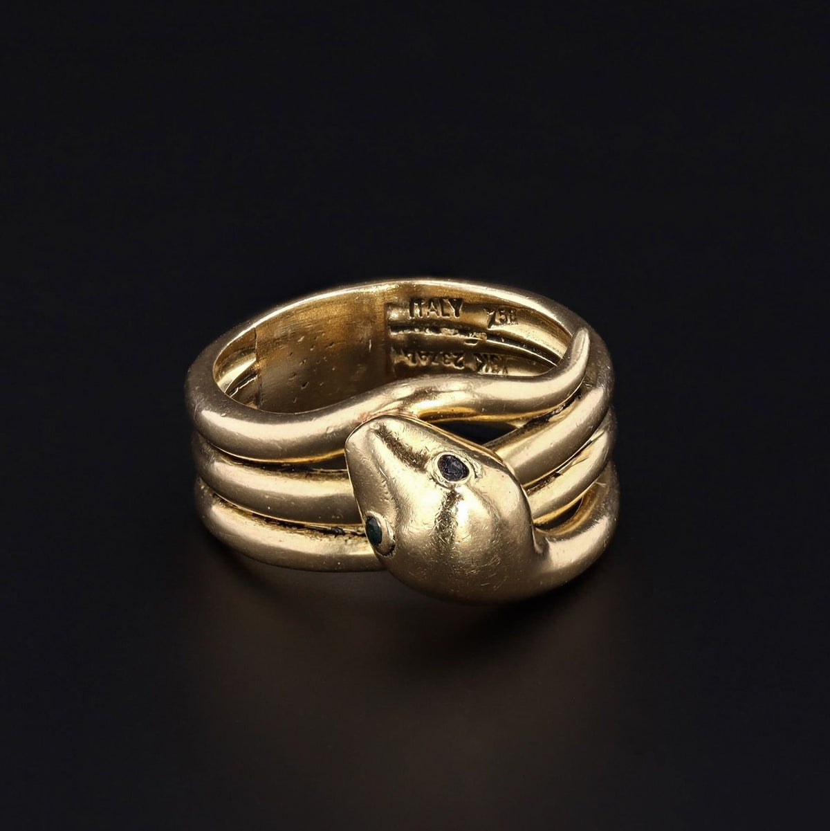 18k Gold Snake Ring | Vintage 18k Gold Snake Ring - Trademark Antiques