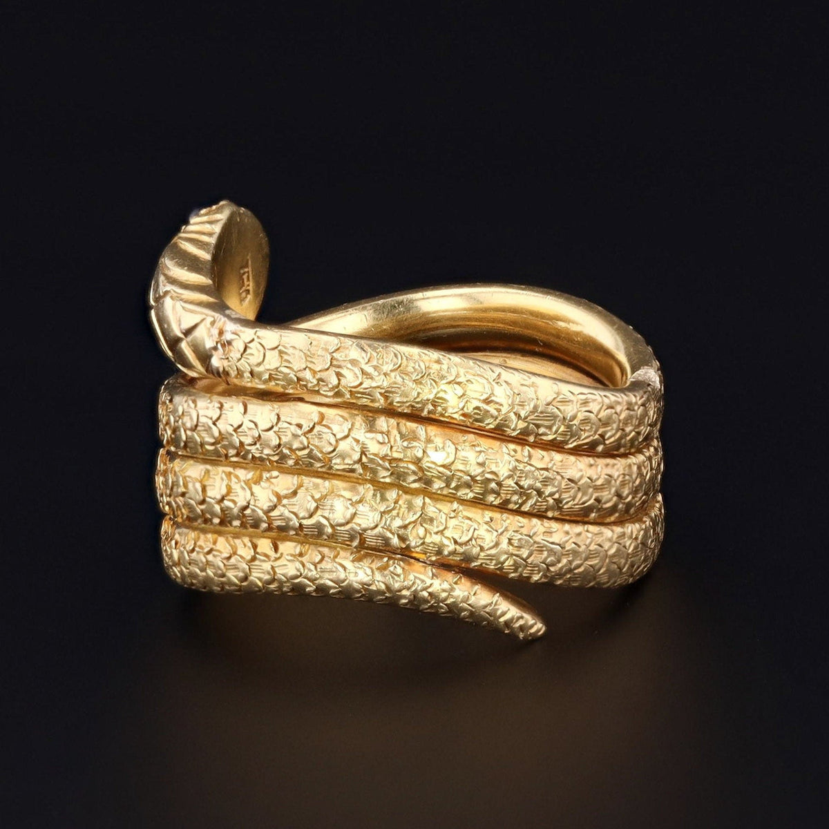 18k Gold Snake Ring | Vintage 18k Gold Snake Ring - Trademark Antiques
