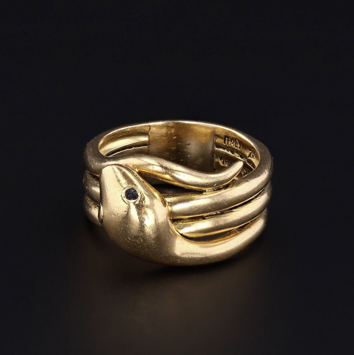 18k Gold Snake Ring | Vintage 18k Gold Snake Ring - Trademark Antiques