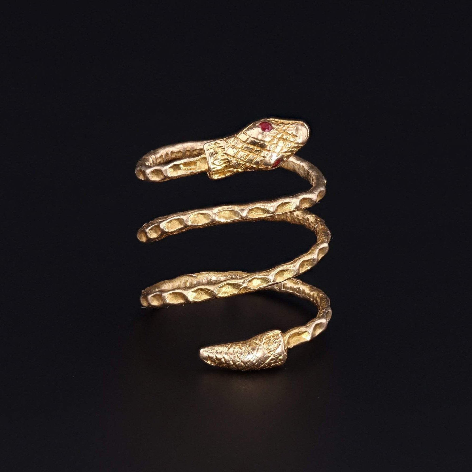 18k Gold Snake Ring | Vintage 18k Gold Snake Ring - Trademark Antiques