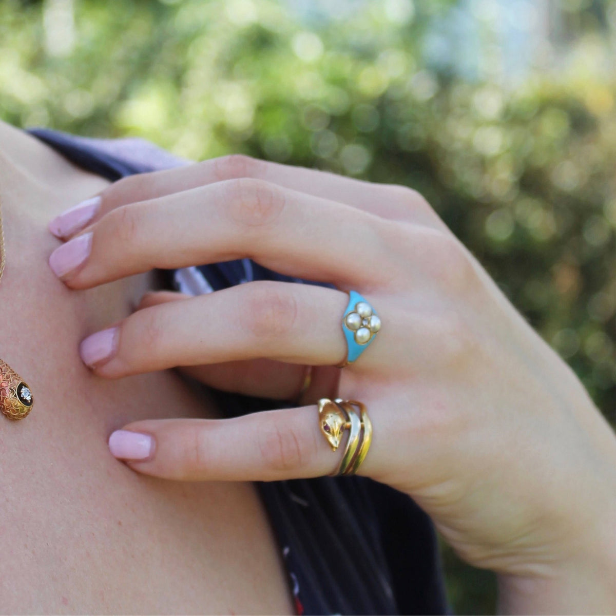 18k Gold Snake Ring | Vintage 18k Snake Ring - Trademark Antiques