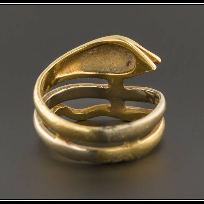 18k Gold Snake Ring | Vintage 18k Snake Ring - Trademark Antiques