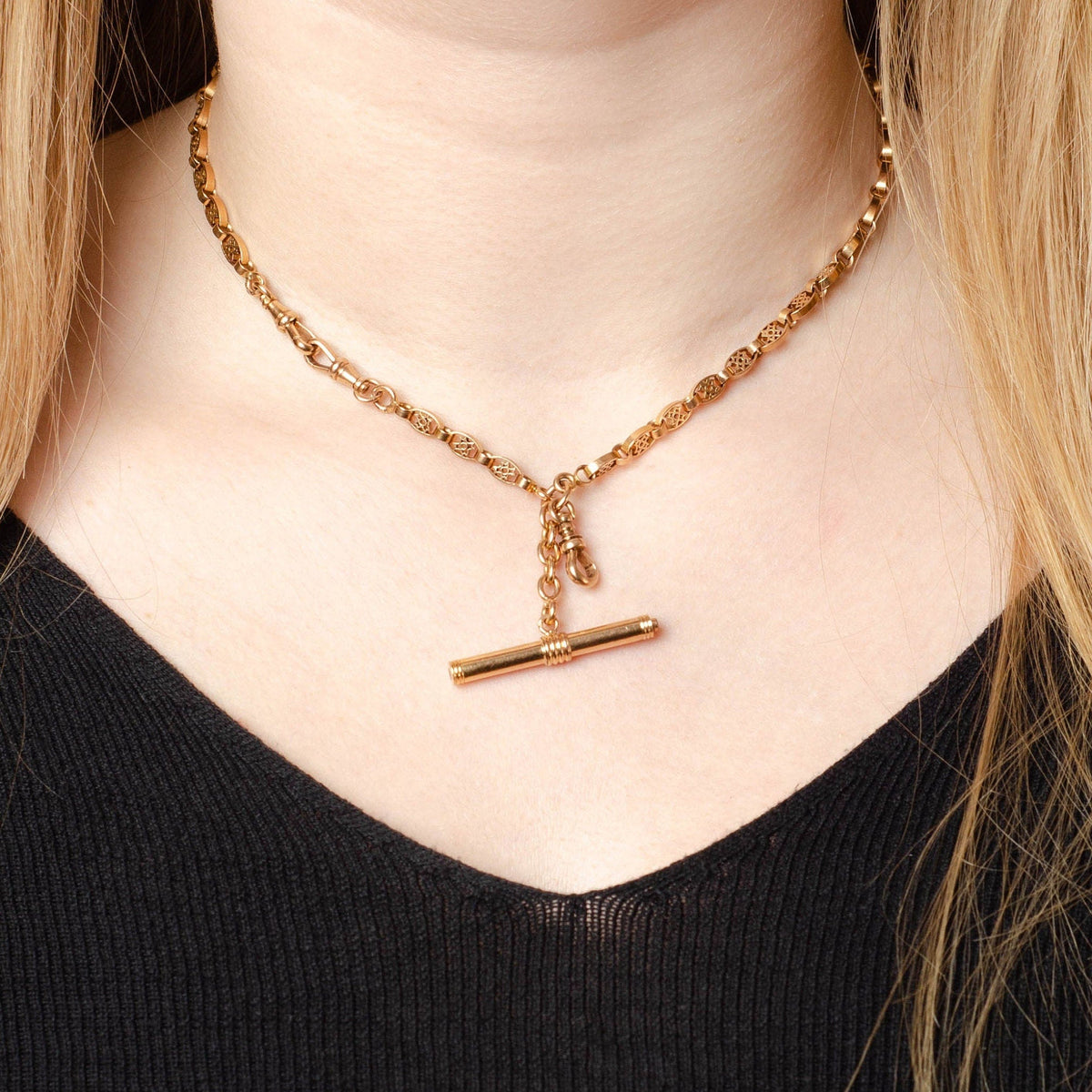 18k Gold Watch Chain Necklace | Antique Necklace - Trademark Antiques