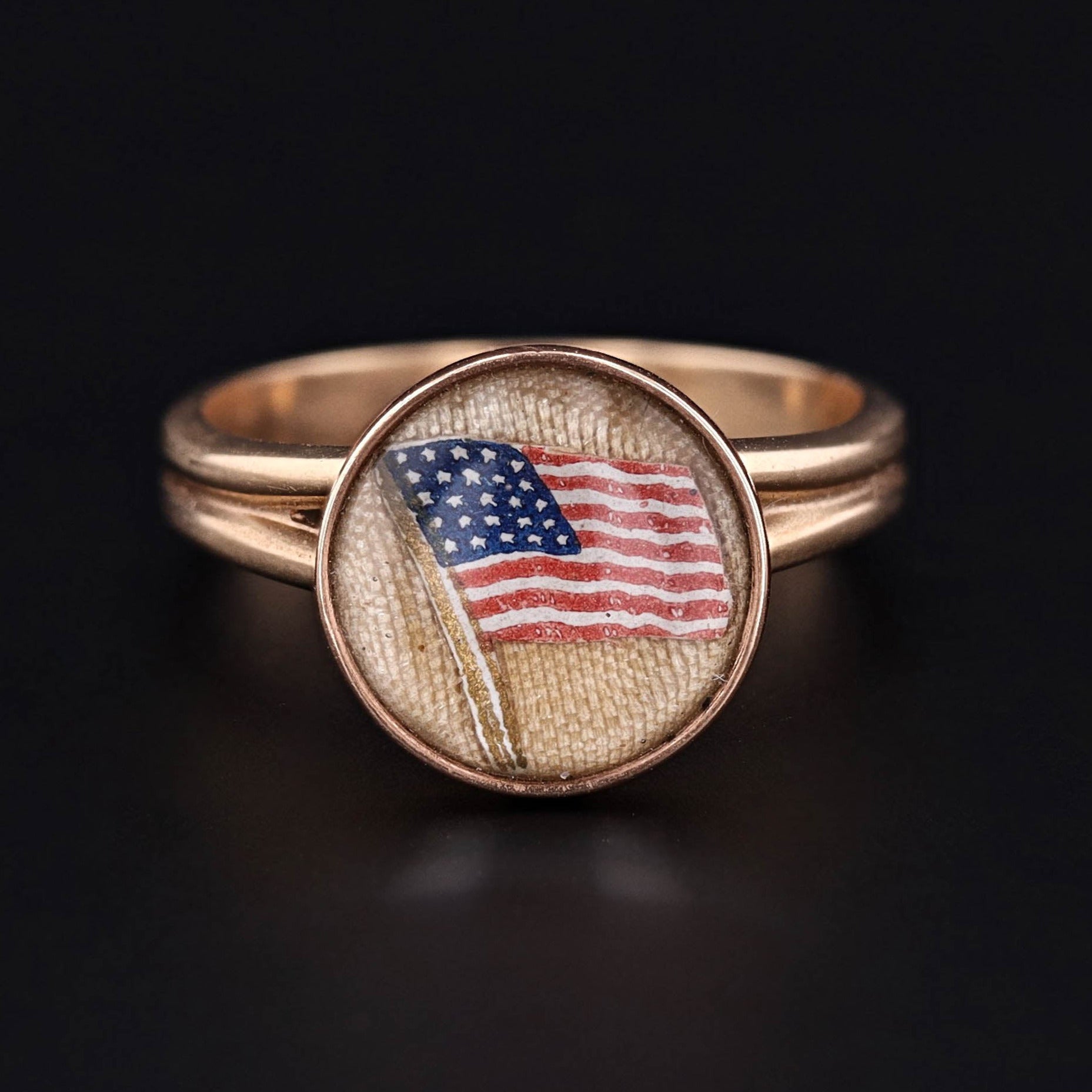 Antique American Flag Conversion Ring of 14k Gold