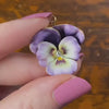 Antique Enamel and Diamond Pansy Brooch or Pendant of 14k Gold