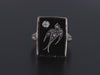 Art Deco Onyx and Diamond Conversion Ring of 14k White Gold