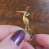 Antique Midwifery Stork Clamp Charm of 14k Gold