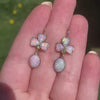 Antique Opal and Demantoid Garnet Conversion Earrings