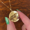 Antique Diamond and Ruby Crane Pendant of 14k Gold