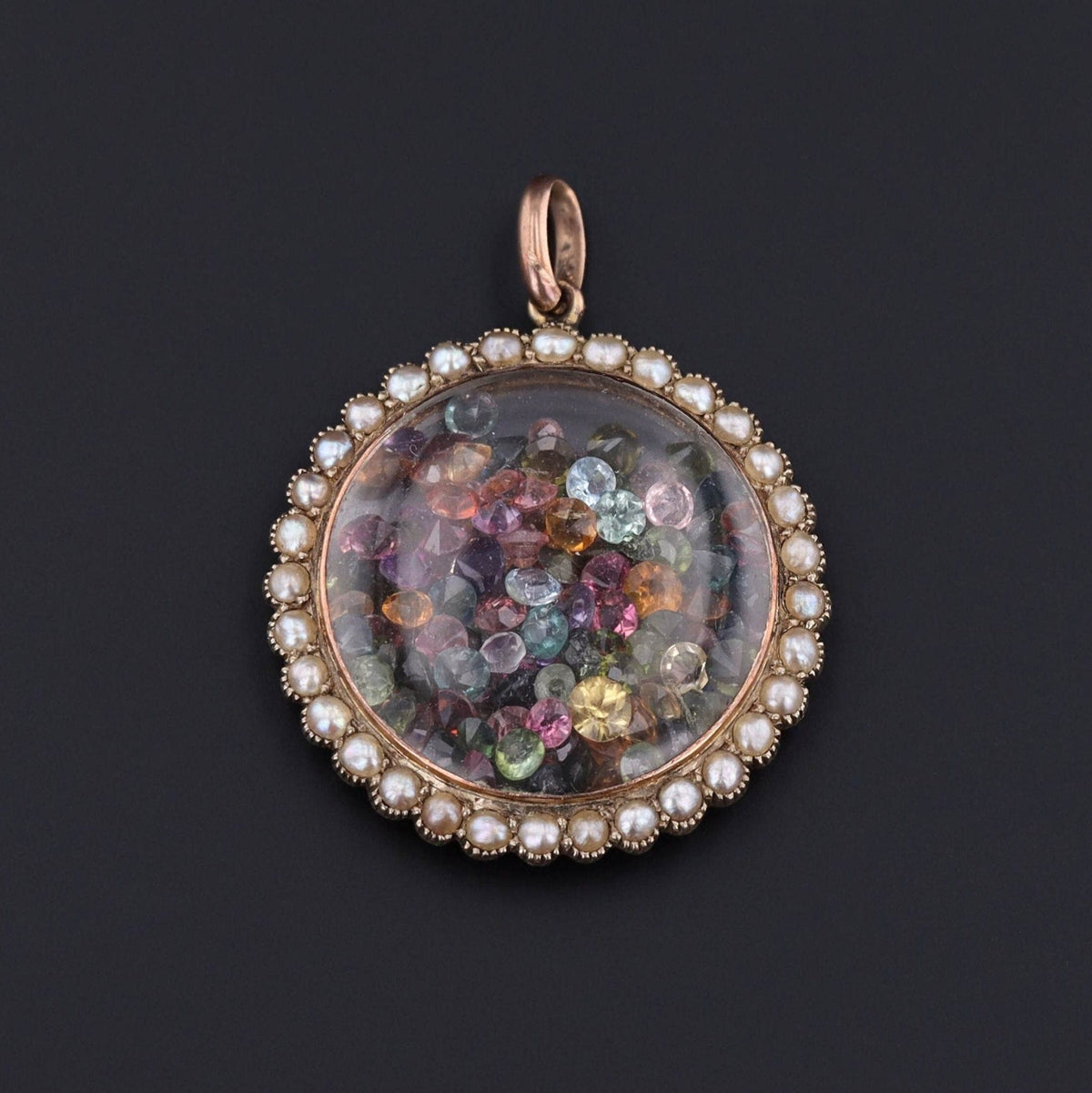 9ct Gold Shaker Pendant | Gemstone Shaker Pendant - Trademark Antiques