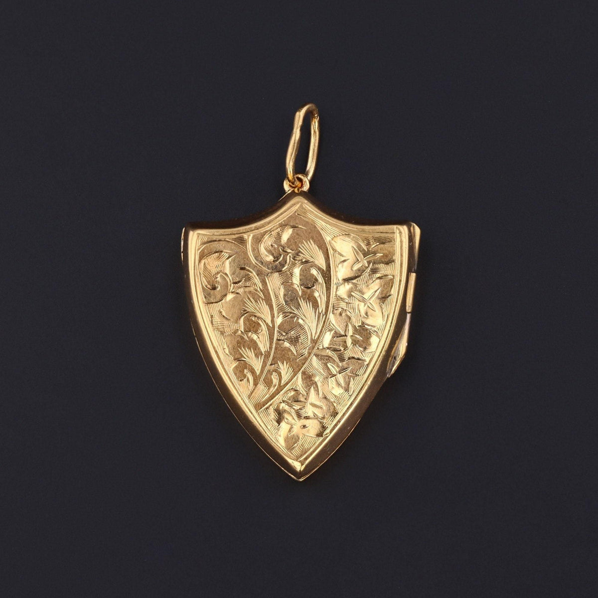 9ct Gold Shield Locket | Antique Gold Locket - Trademark Antiques