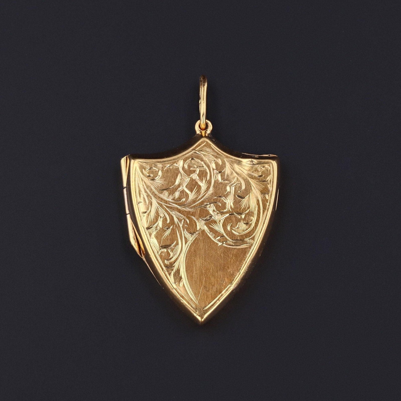 9ct Gold Shield Locket | Antique Gold Locket - Trademark Antiques