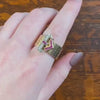 Vintage Adjustable Ruby & Diamond Buckle Ring of 14k Gold