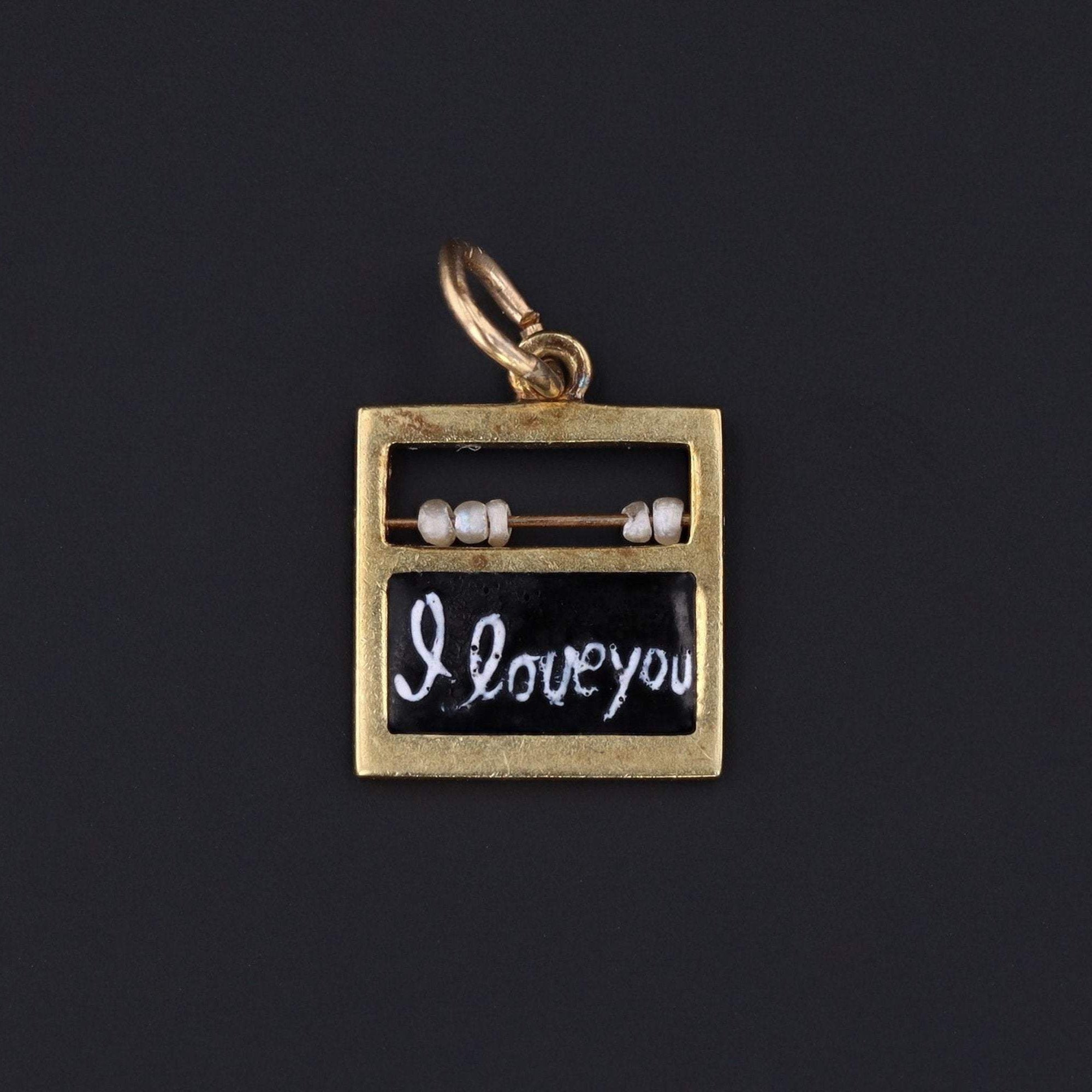 Abacus Chalkboard Charm | 14k Gold Charm - Trademark Antiques