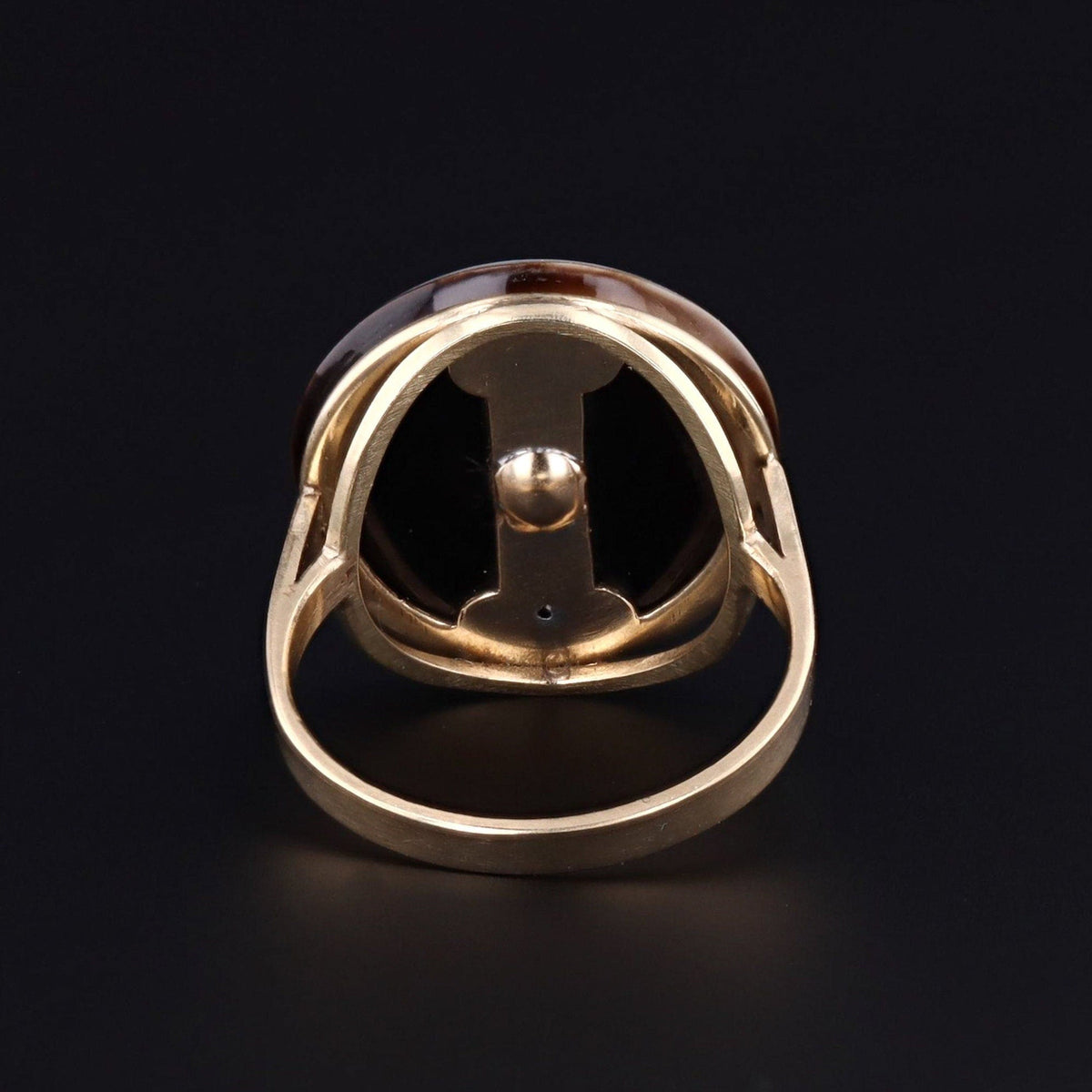 Agate &amp; Diamond Ring | Black and White Agate and Rosecut Diamond Ring - Trademark Antiques